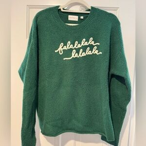 Green Crew Neck Sweater with Script